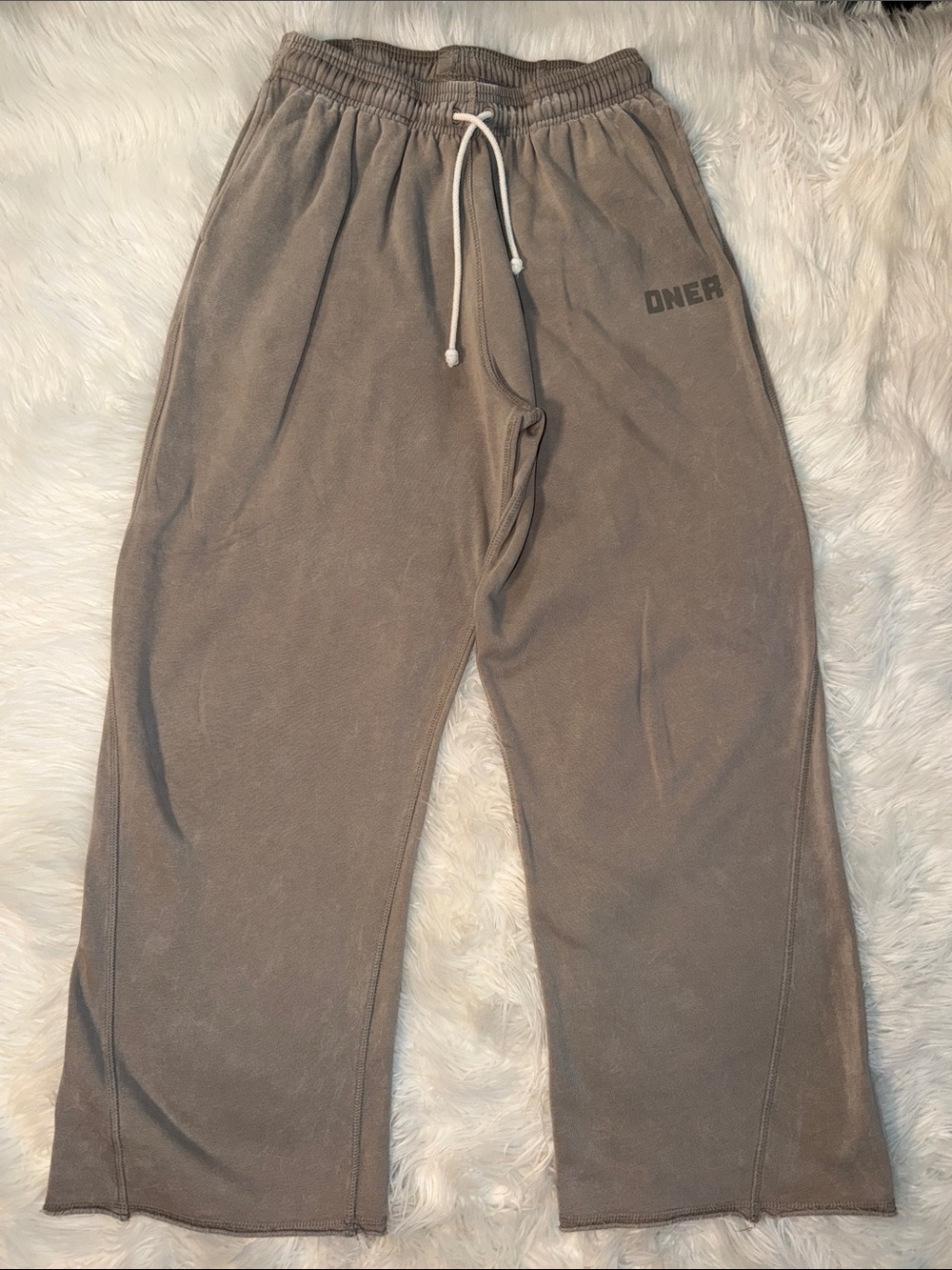 ONER ACTIVE WASHED MINKY RAW LOUNGE WIDE LEG SWEATPANTS
